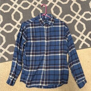 Uniqlo Blue and Brown Plaid Men's Shirt